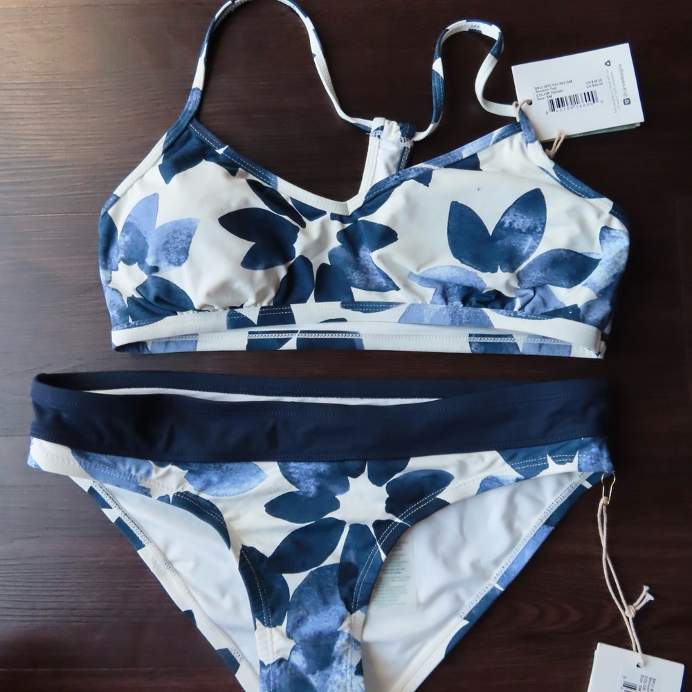 Carve Designs Navy and White Floral Bikini